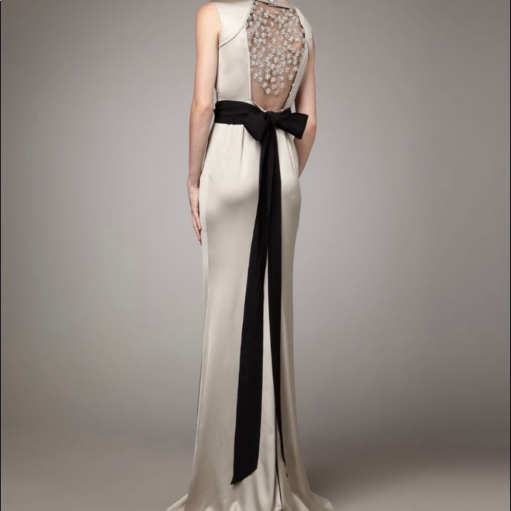 Vera Wang Lavender Metallic Bead-back Satin Gown 2